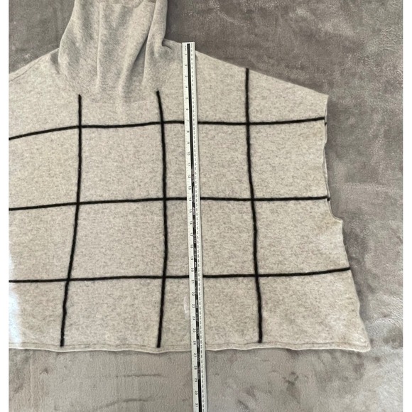 Charter Club Cashmere Cowl Neck Poncho Sweater Grey Windowpane Size 2X/3X FA19 - Picture 10 of 13